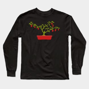 Red Chili Bonsai in Red Bonsai Pot Long Sleeve T-Shirt